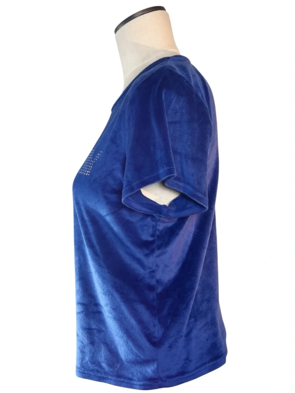 Juicy Couture Navy Blue Velour Rhinestone Logo Sleep Tee Circa 2011 Throwback